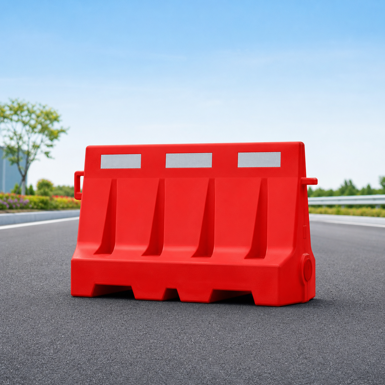 Rotomoulded road safety barrier