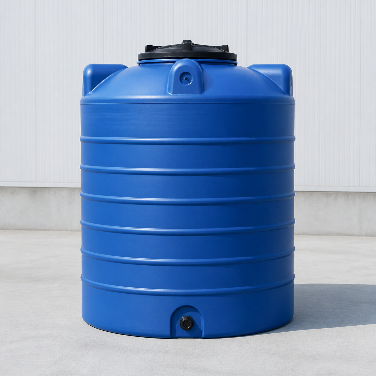 Blue rotomoulded water storage tank